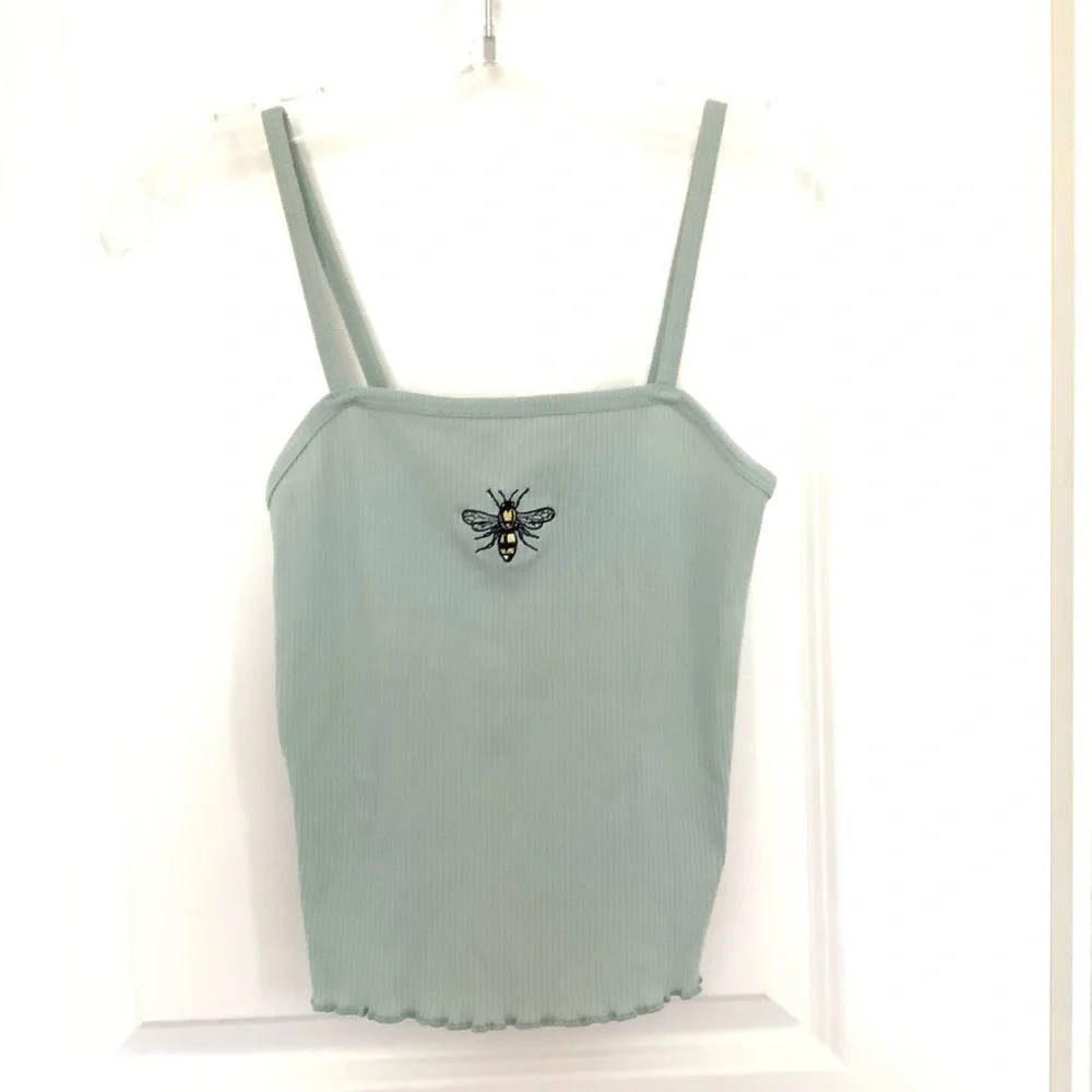Cold Rush Womens Ribbed Crop Top Tank Bumble Bee Insect Size Small - Picture 1 of 5
